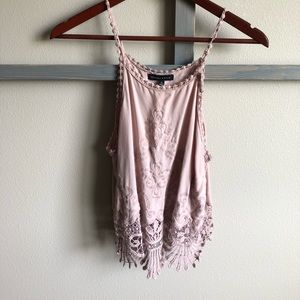 Dusty rose lace Kendall and Kylie crop top